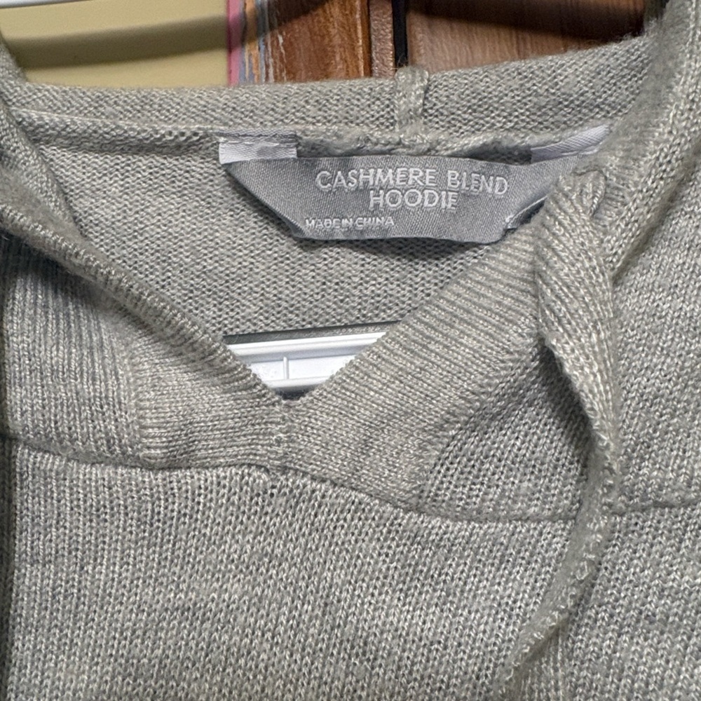 Cashmere Blend Hoodie Women's Light Gray Hoodie Sweater - Picture 3 of 9